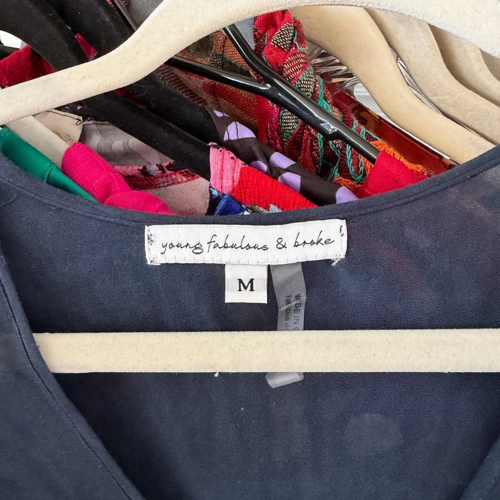 SOLD•••• Young Fabulous & Broke Navy Dress with Tie-Dye Accents - Picture 2 of 5
